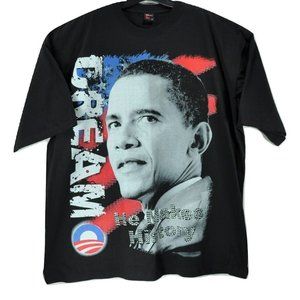 New BARACK OBAMA 2004 VTG He Makes History Hip Hop Shirt Black History 3XL